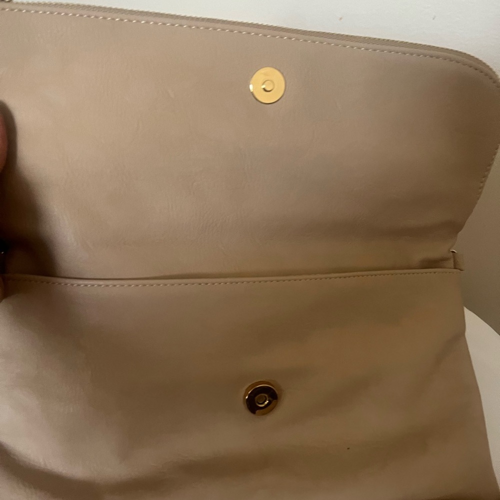 Women’s Charming Charley’s tan fold over clutch bag with tassel detail - Picture 3 of 7